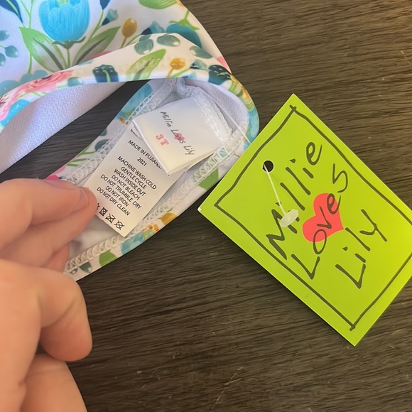 Millie Loves Lily Blue floral two piece girl’s bikini. Size 3T - Picture 3 of 3